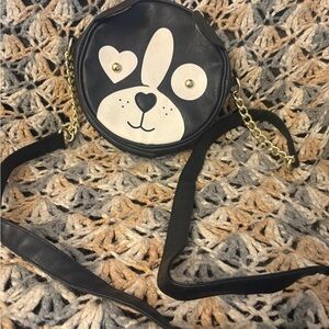 Black and White Dog Face Crossbody Bag